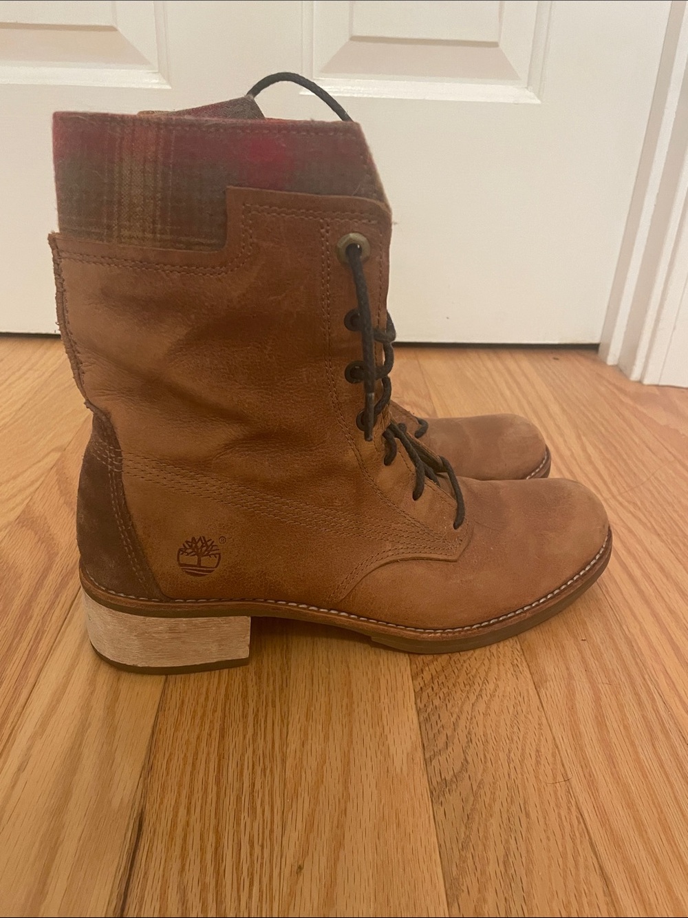 Timberland x Pendleton Bramhall Leather Plaid Cuff Lace Up Combat Boots Size 11